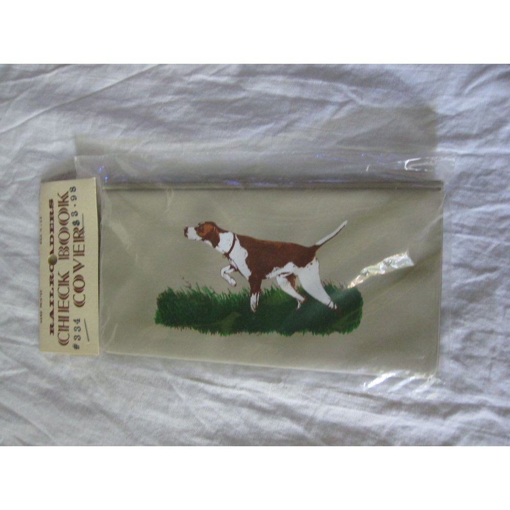 Vintage Check Book Cover Leatherette‎ Railroaders Hunting Dog